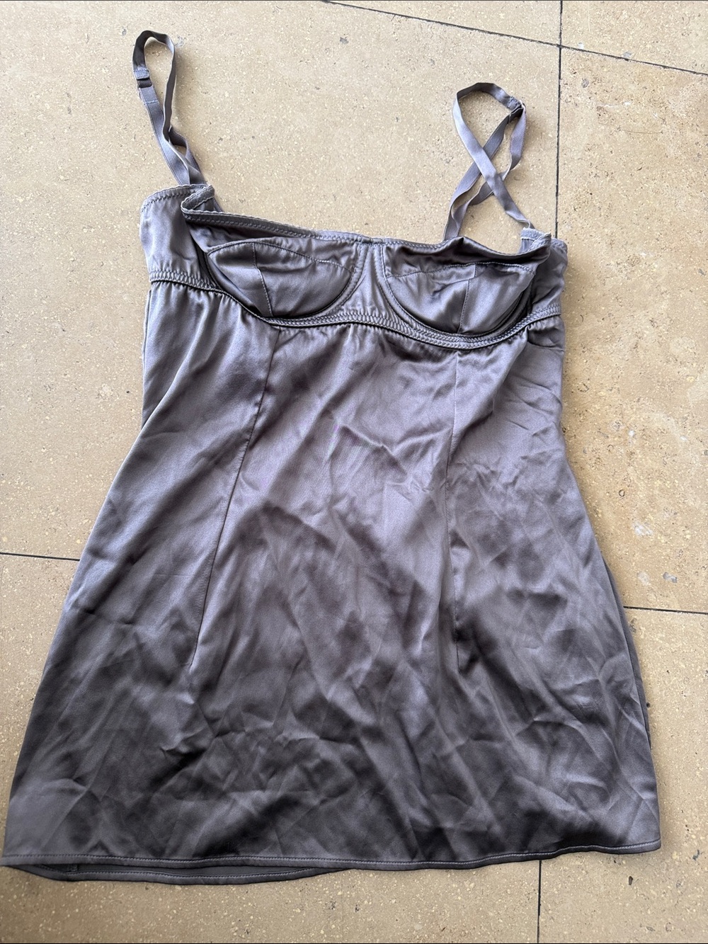 Dolce & Gabbana Satin Bustier Cami in Gray